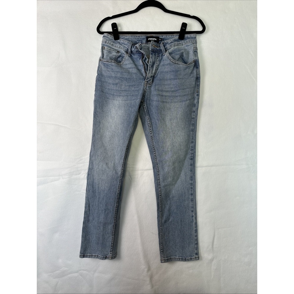 RSQ Mens Slim Straight Jeans 28x30 Medium Wash Blue Stretch Denim 1027748A